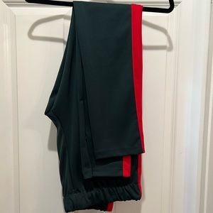 Green & Red track pants.